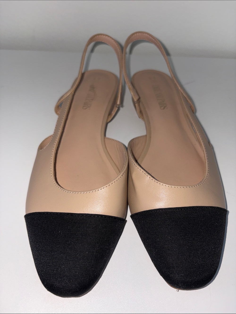 Dream Pairs Beige and Black Slingback Flats